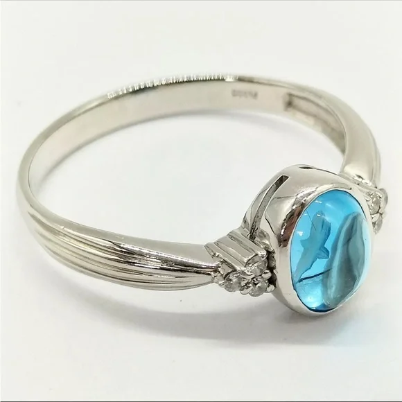 Diamond and Topaz Dolphin Intaglio Fish Marine Ocean Solid Gold Whale Shark - Picture 4 of 17